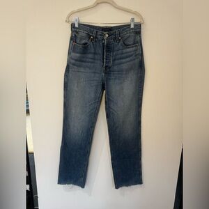 Alex Mill Women's jeans High Rise Straight Leg Carla Jeans Indigo 28 raw hem